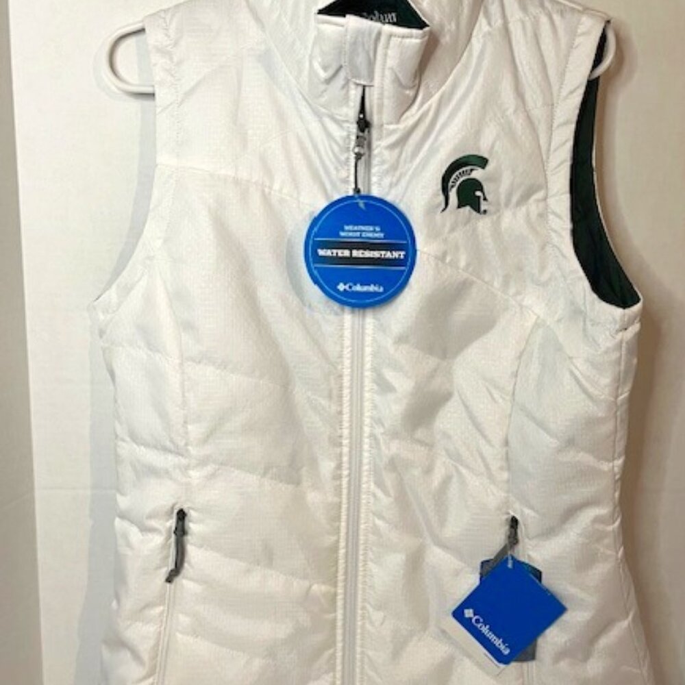 Columbia Women’s Green/White Michigan State Full Zip Reversible Puffer Vest - M